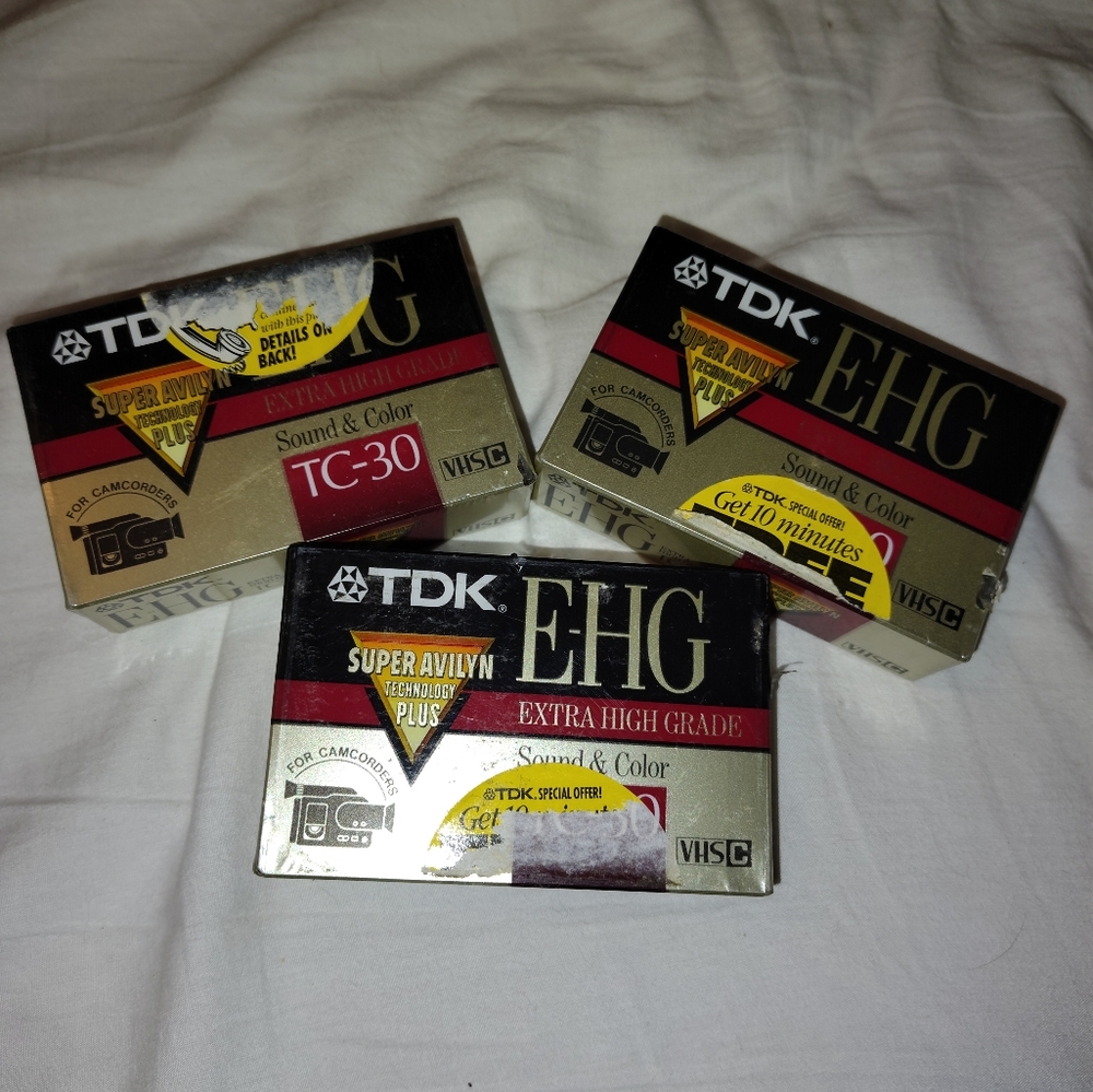 New! TDK EHG TC-30 VHS Tapes Set/3 Camcorder Tape Set
